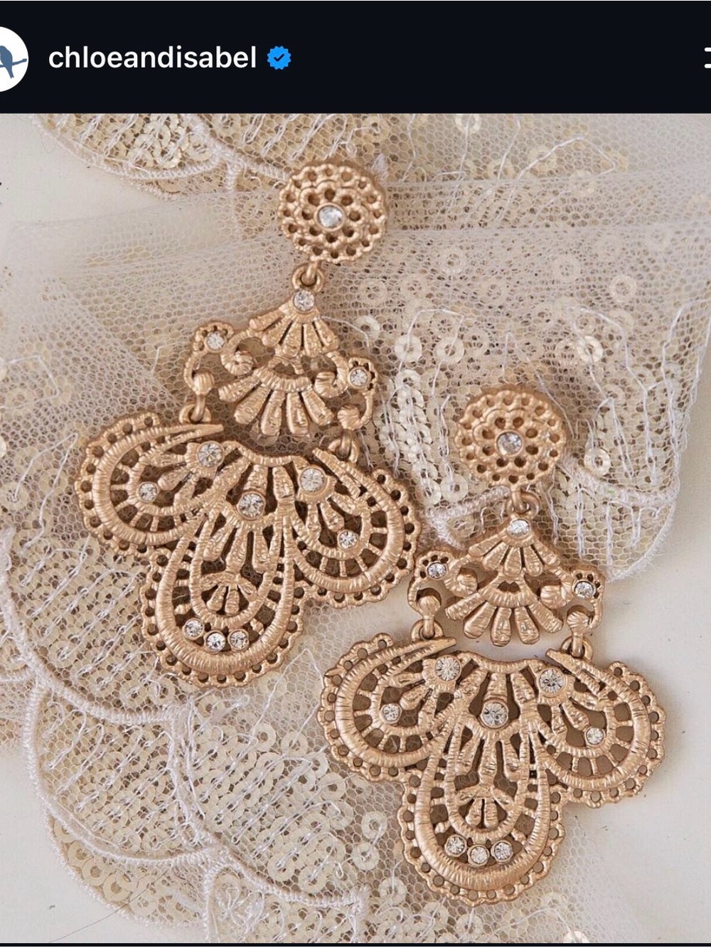 Chloe + Isabel Rose Gold Filigree Crystal Chandelier Earrings